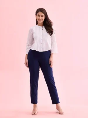 Navy Cotton Stretch Kurti Pants