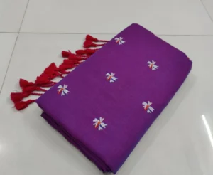 Pavalamalli or Siuli khadi cotton embroidery Sarees