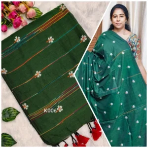 Khesh Siuli or Pavalamalli khadi cotton sarees