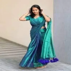 Peacock color Khadi Tissue Sarees