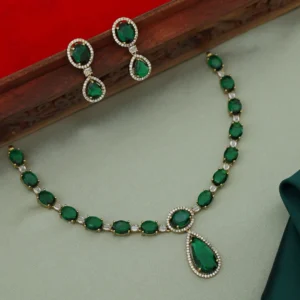 Premium Green stone necklace with earrings